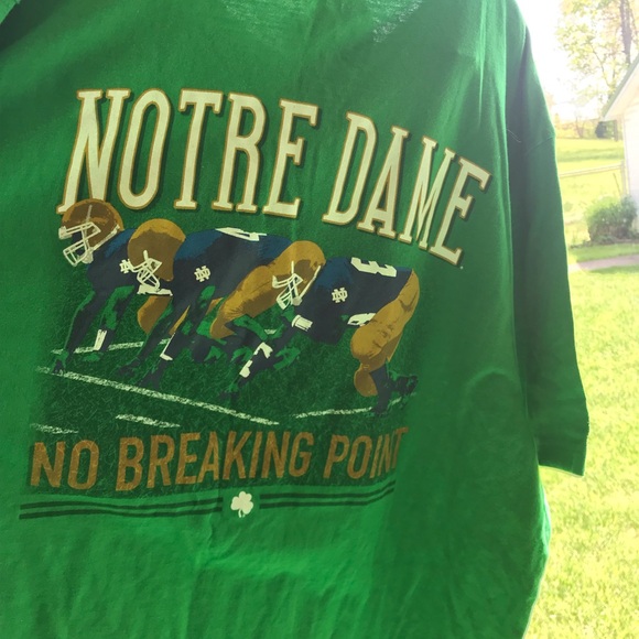 NWT. Notre Dame football T-shirt with printing on the back, front and sleeve. - Picture 3 of 8
